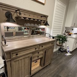 Buffet with mirror and lights