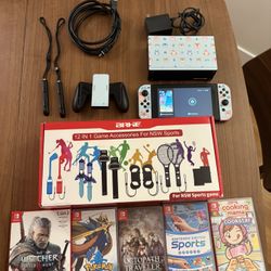 Nintendo Switch, 5 games, & Accessories