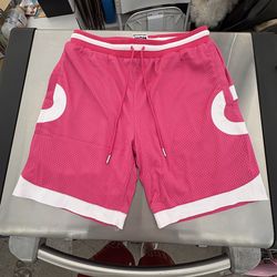 Asaali Jean Co Pink Mesh Shorts Large Streetwear Basketball NEW NWOT
