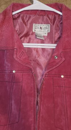 VINTAGE LIVE A LITTLE PINK SUEDE LEATHER JACKET COAT BLAZER WOMEN'S SIZE XL WESTERN Y2K OUTERWEAR