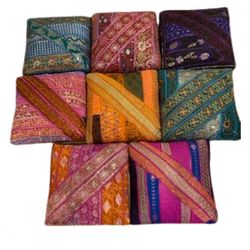 Foot Stool Chowki Bajot Turkish Fathimah Indian Multicolor Embroidery Upholstere