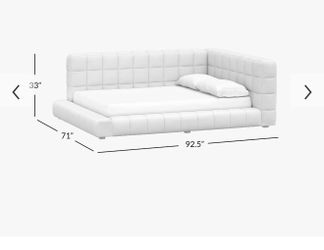 Pottery Barn Cushy Square-Tufted Corner Bed   Full/Queen | Gray Upholstered