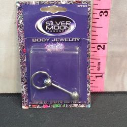 @CHV.   SILVER MOON BODY JEWELRY BELLY BUTTON NAVEL RING BARBELL RING STYLE
