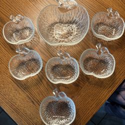 Large German Apple Shaped Bowl With Six Small Bowls