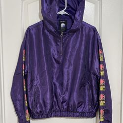 Taco Bell Forever 21 Collab Purple Satin Windbreaker Size M Logo Wear 2017