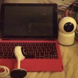 Surveillance System, Roku Camera, 2 Mercury Innovation Smart Cameras, RCA Viking Pro 10 Tablet With Keyboard 