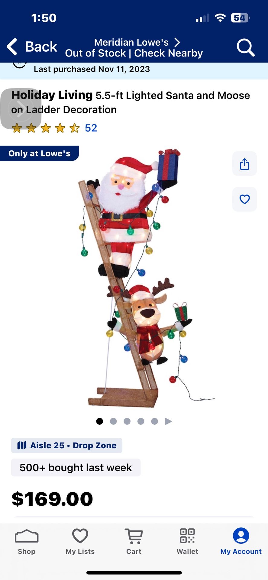 Holiday Living 5.5-ft Lighted Santa and Mouse