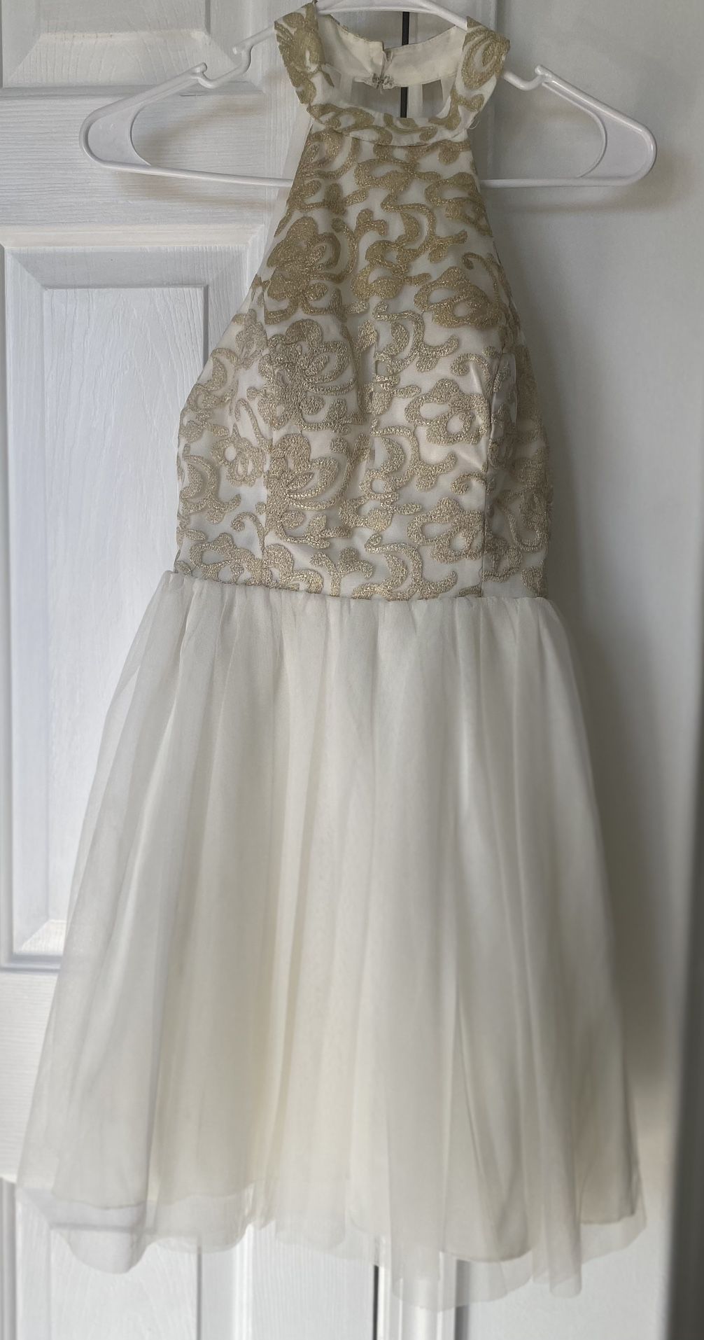 Sequin hearts gold and white dress