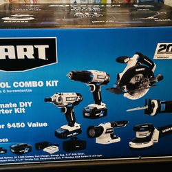 Brand New - HART 20-Volt Cordless 6-Tool Combo Kit (1) 4.0Ah & (1) 1.5Ah Lithium-Ion Batteries, Charger and Storage Bag