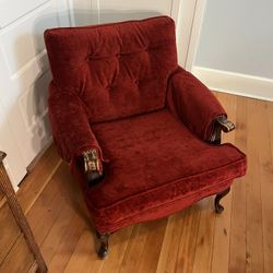 Red Velvet Reading Chair