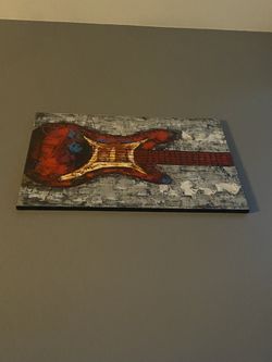 Two guitar oil paintings