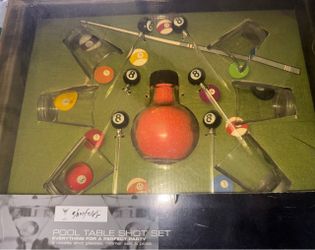 BILLIARDS THEME SHOT GLASSES POOL SET
