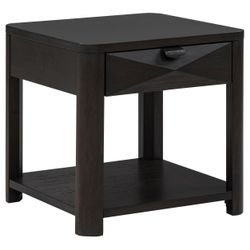 Marcelo Coffee Wood End Table with Drawer and Shelf