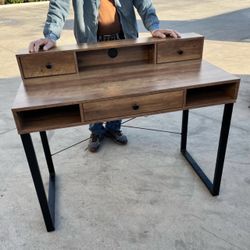 New In Box 42x22x37 Inch Tall Desk Office Computer Vanity Table With Drawer Rustic Brown Color Home Furniture 