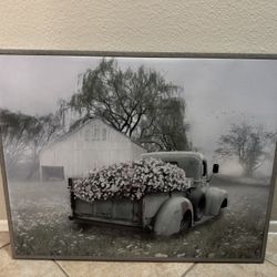 Farmhouse Truck Floral Print Wall Art Painting 