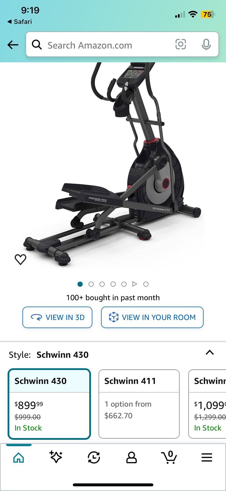 Schwinn elliptical training machine