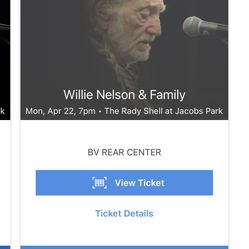 Willie Nelson Ticket! $50! 