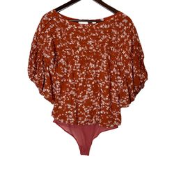 Free People Women’s Dessa Bodysuit Rust Combo Floral size Small