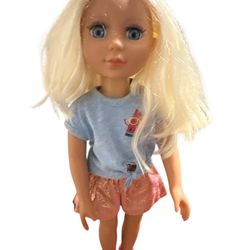 VINTAGE 1971 TOPPER COMPANY SMARTY PANTS DOLL APPROX 19" BLONDE HAIR, HAZEL EYES HARD PLASTIC BODY VINYL HEAD **NOT WORKING** 1 'D' BATTERY OPERATED S