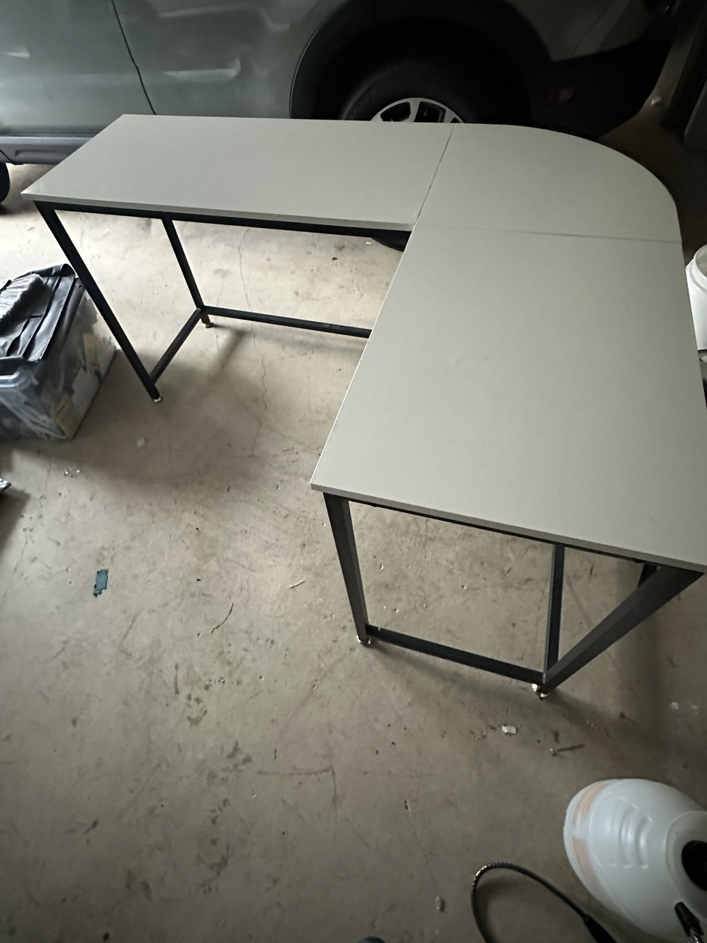 L-Shaped White Computer Desk