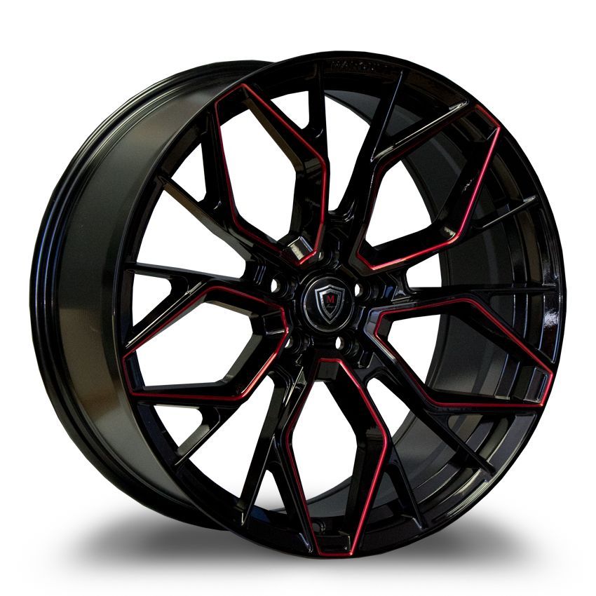 Marquee M1004 FF Gloss Black Red Milled Wheels Rims