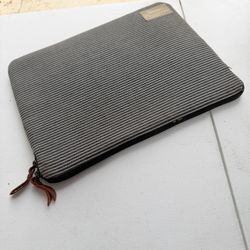 Striped Canvas Laptop Sleeve with Zipper