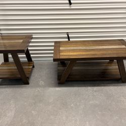 Matching Coffee Table + End Table (Rustic Wood Set)