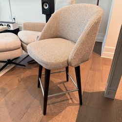 Room & Board Cora Swivel Counter Stools - Set of 3 - Summer Ivory Fabric