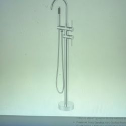 NEW Freestanding Tub Filler Faucet. Floor Mount Chrome Bathtub Faucet with Single Handheld Shower for Bathroom, Brass Shower Tub Faucet Set Complete 