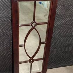 Sorta Full Steel Heavy Beveled Window Motif Mahogany Mirror