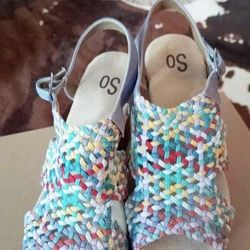 Multi Color Wedge Sandals - Never Worn -  Size 7.5
