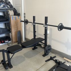 Bench Press (bench, bar, weights, clamps)