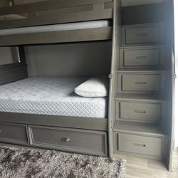 Modern Twin Over Full Bunk Bed W trundle 