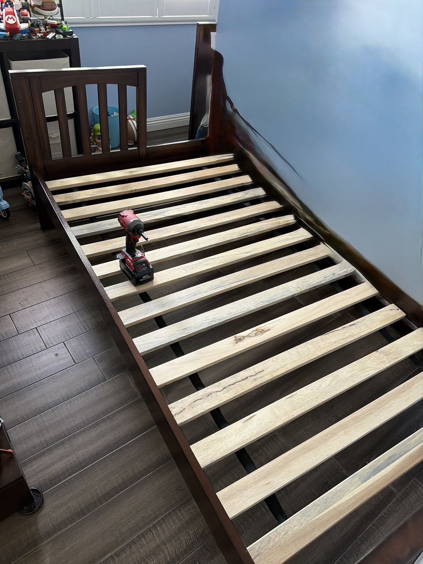 Wooden Toddler Twin Size Bed Frame And Mattress