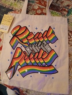 Read With Pride Rainbow Canvas Tote Bag