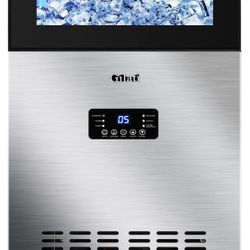 Upgraded Commercial Ice Maker Machine 130LBS/24H with 35LBS Storage Bin,15Inch Wide Ready in 11-20 Mins Under Counter/Freestanding Stainless Steel Gra