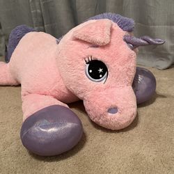 Giant Pink And Purple Stuffed Unicorn