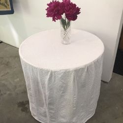 End Table With White Cotton Overlay Cover