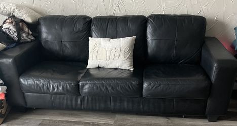 Nice Black Leather Three Seater Couch