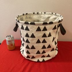 13” x 11 1/2”H Collapsible Canvas Tote With Handles Round Portable Storage Tote
