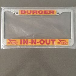 Very Rare Find / Vintage - Brand New In / Out Burger License Plate Frame - Still In Package 