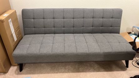 Gray futon, perfect for home office, game room or guest room