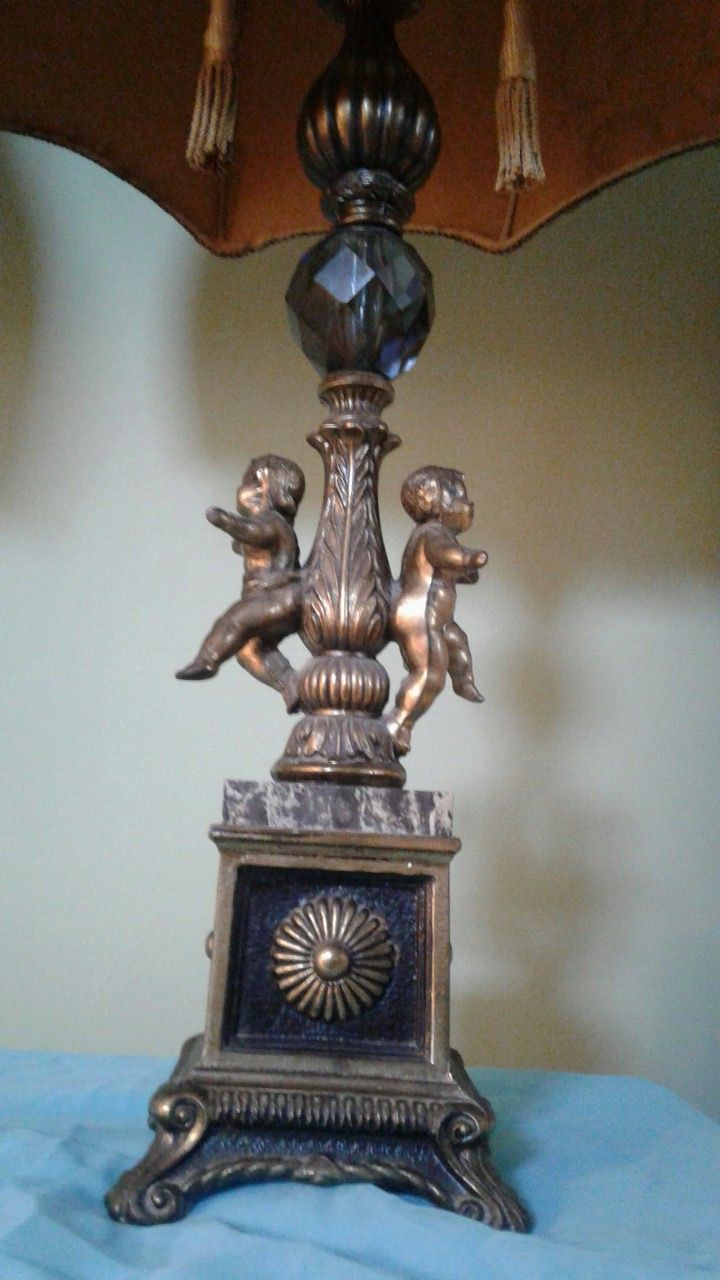 Antique Brass, Marble & Fine Grey Glass