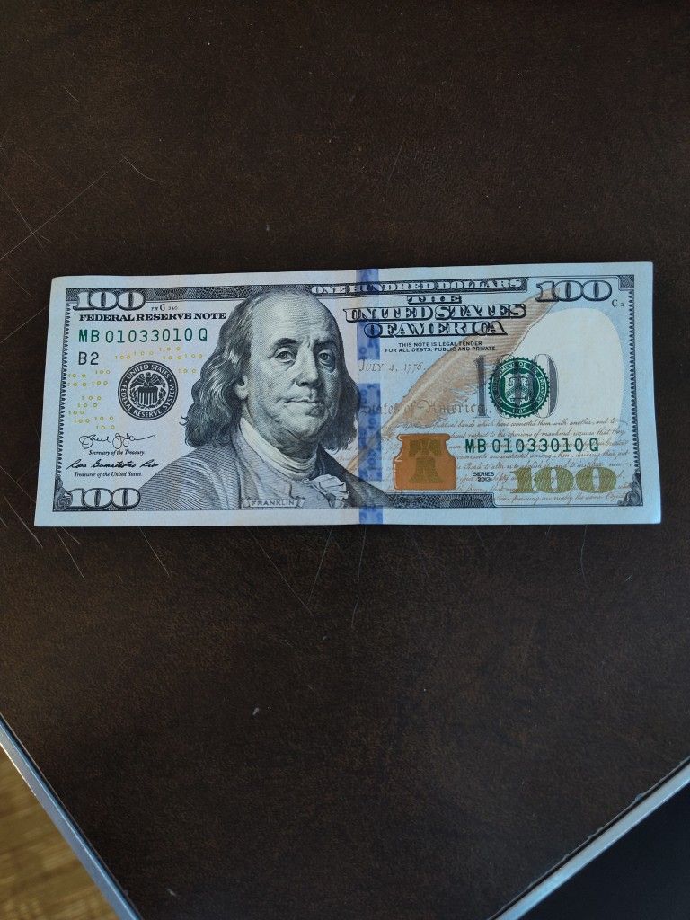 Rare $100 Bill Radar Serial Number
