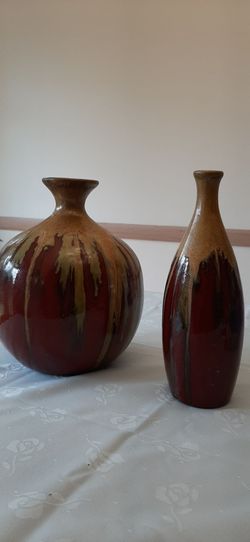 Modern drip glazed ceramic pottery vases