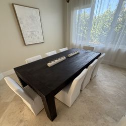 RH Monterey Rectangular Dining Table 84” W/ Ellison Fabric Side Chairs