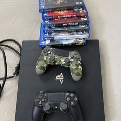 PS4 Pro with 2 Controllers And Games 
