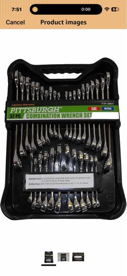 32 Piece SAE and Metric Fully Polished Combination Wrench Set