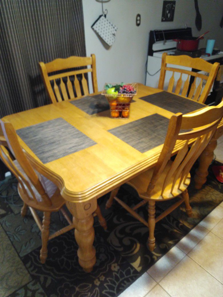 6-pc Solid Wood Dining Set W/Leaf