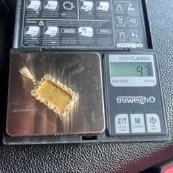 24K Credit Suisse 5g Gold Bar (in 14K Bezel)